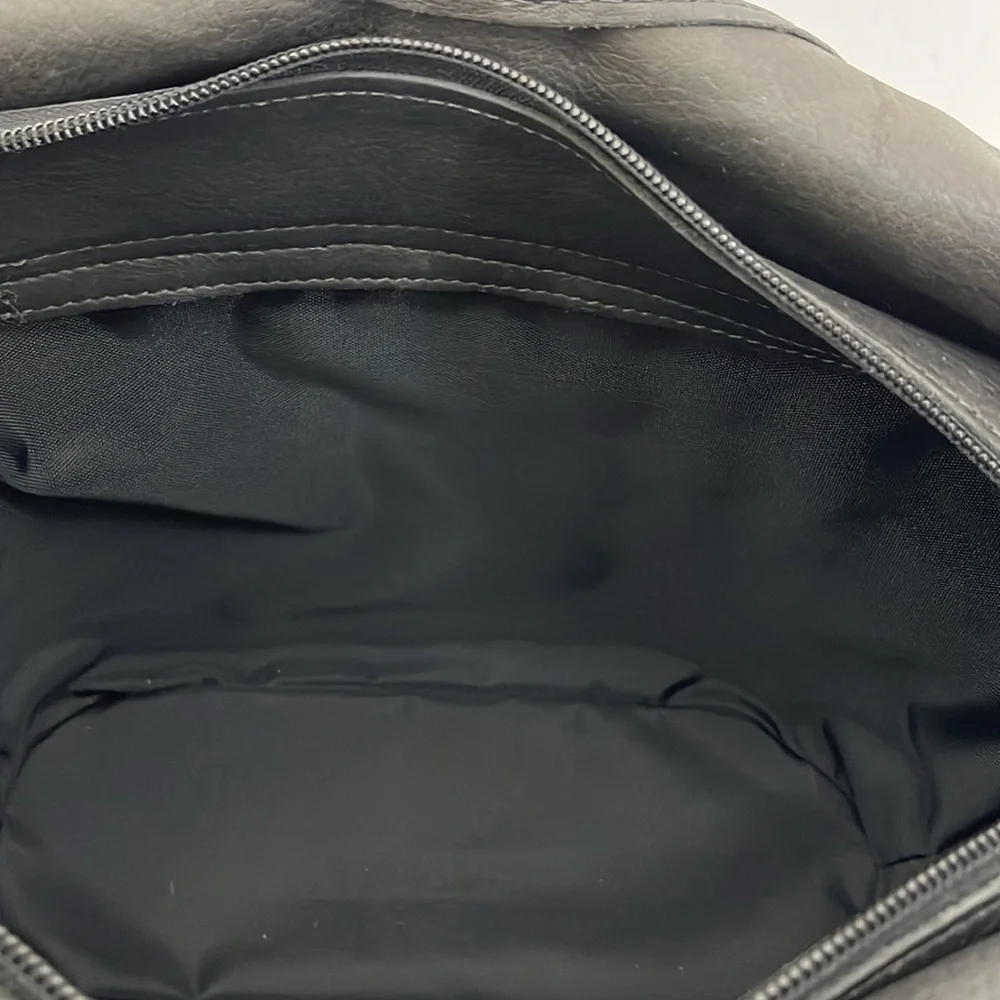 Longaberger Black Leather, Nylon & Wood Basket Weave Purse w/ Silver Tone Trim